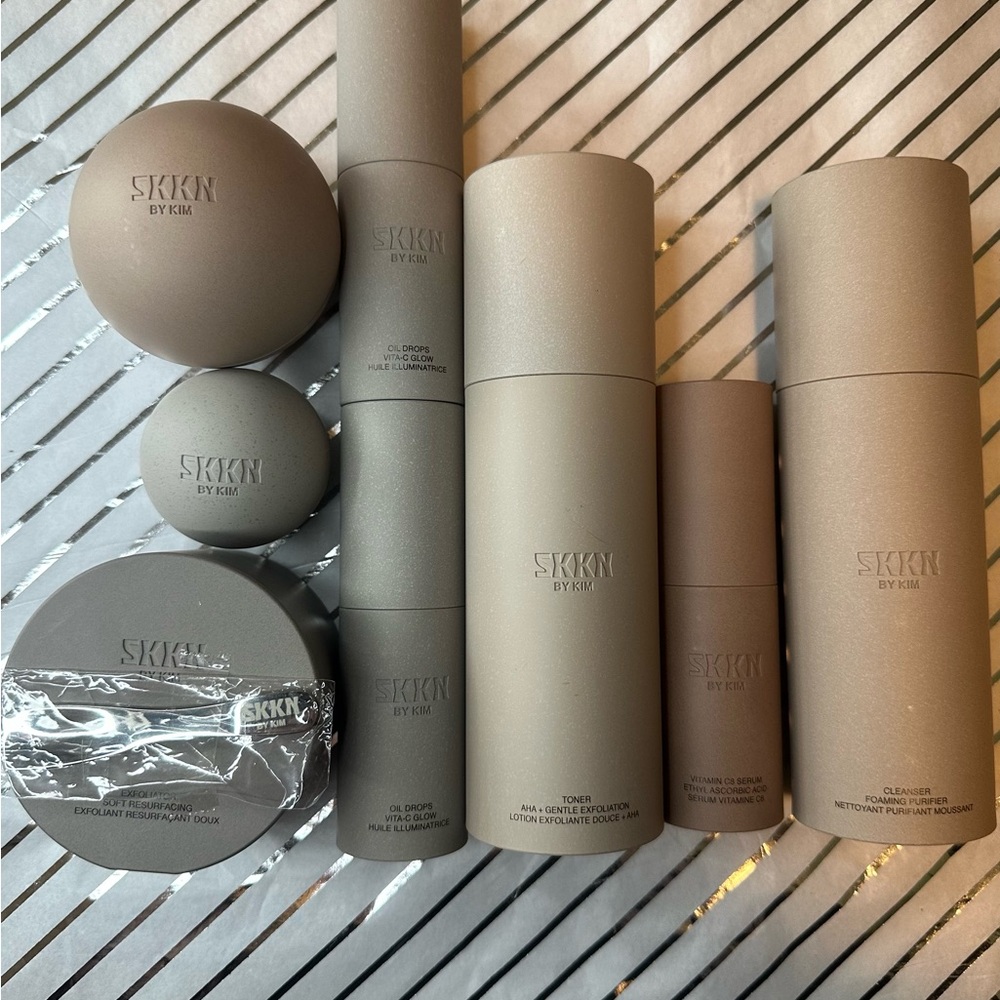 Gray and Tan Cleanser and Exfoliant Skincare Set